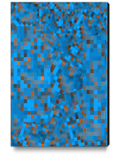 geometric pixel square pattern abstract background in blue brown Canvas Print by Timmy333