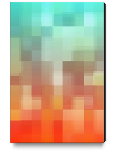 geometric pixel square pattern abstract background in orange brown blue Canvas Print by Timmy333