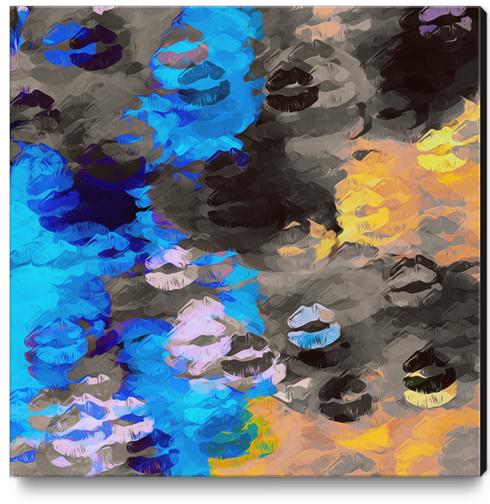 black blue and orange kisses lipstick abstract background Canvas Print by Timmy333