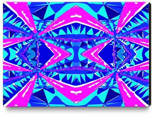 psychedelic geometric abstract pattern background in blue pink purple Canvas Print by Timmy333