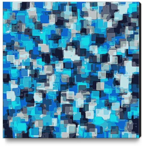 blue and black square pattern abstract background Canvas Print by Timmy333