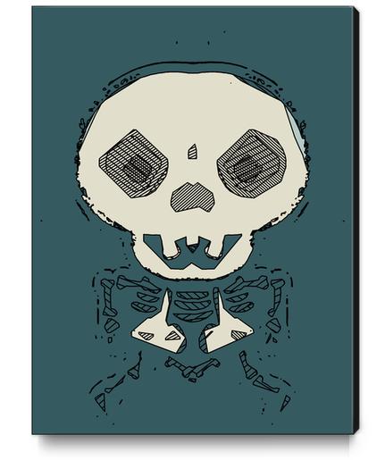 skull and bone graffiti drawing with green background Canvas Print by Timmy333