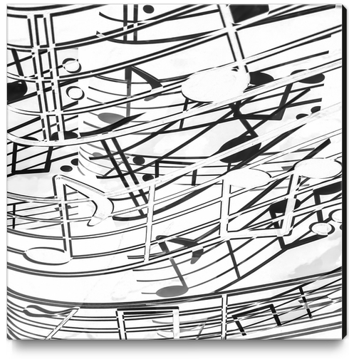 music note sign pattern abstract background in black and white Canvas Print by Timmy333