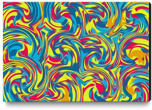 red blue and yellow curly painting abstract background Canvas Print by Timmy333