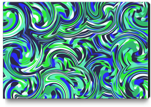 spiral line drawing abstract pattern in blue and green Canvas Print by Timmy333