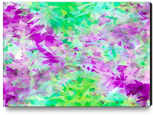 psychedelic geometric triangle abstract pattern in purple and green Canvas Print by Timmy333