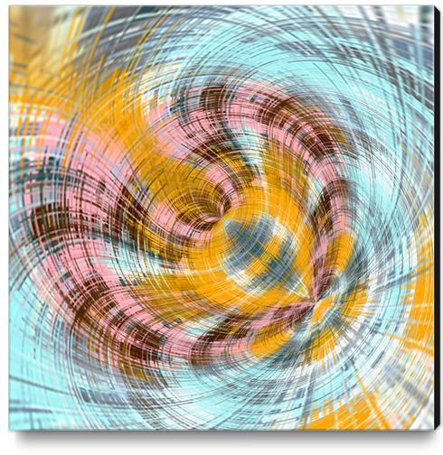 pink yellow and blue spiral drawing abstract background Canvas Print by Timmy333