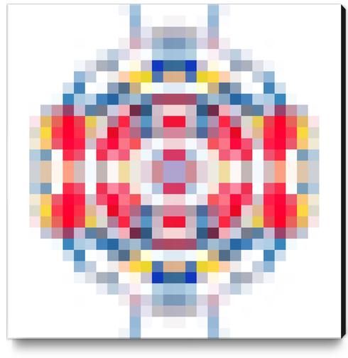 geometric square pattern pixel abstract in red blue yellow Canvas Print by Timmy333