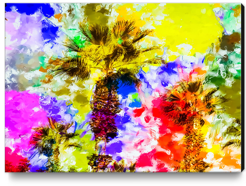 palm tree with colorful painting texture abstract background Canvas Print by Timmy333