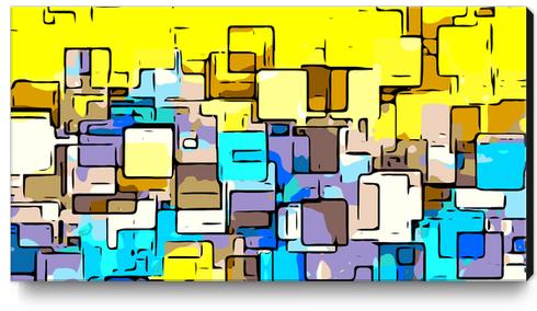 geometric graffiti square pattern abstract in yellow blue and brown Canvas Print by Timmy333