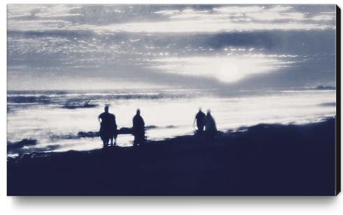 watching sunset at the beach in black and white Canvas Print by Timmy333