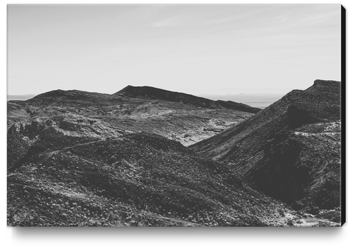 summer view with mountain in the desert in black and white Canvas Print by Timmy333