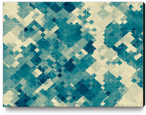 blue geometric square pixel pattern abstract background Canvas Print by Timmy333