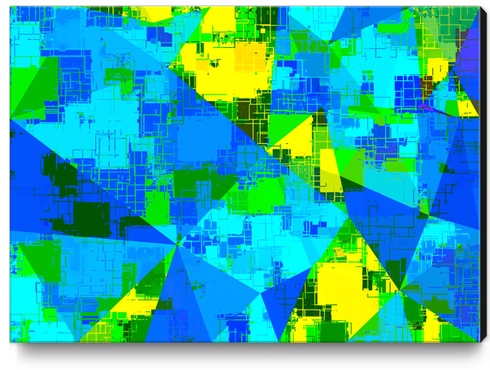 geometric triangle pattern abstract in blue yellow green Canvas Print by Timmy333