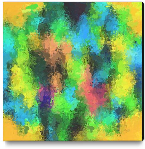 psychedelic graffiti painting abstract in yellow green pink blue Canvas Print by Timmy333