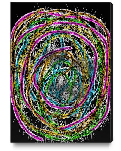 colorful psychedelic graffiti abstract in pink green blue yellow with black background Canvas Print by Timmy333