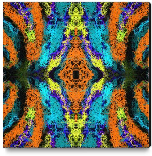 psychedelic graffiti geometric drawing abstract in orange yellow blue purple Canvas Print by Timmy333