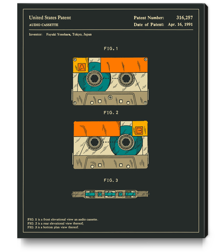 CASSETTE PATENT Canvas Print by Jazzberry Blue