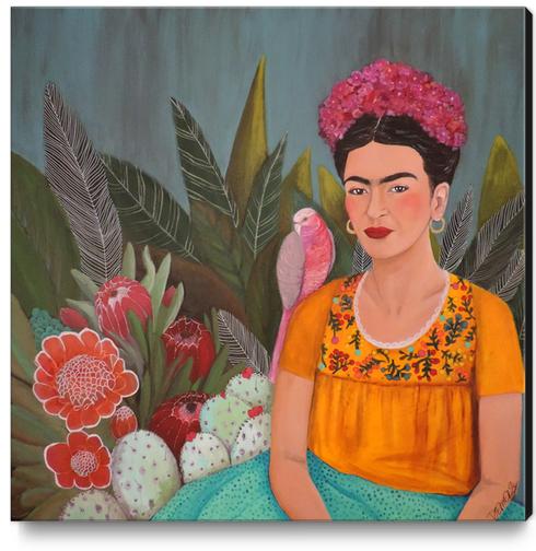 Frida A La Caza Azul Canvas Print by Sylvie Demers