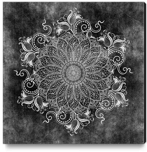 Mandala - Coal Canvas Print by aleibanez