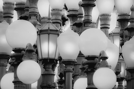 Urban Light at LACMA Los Angeles California USA in black and white by Timmy333