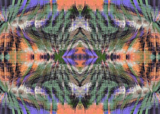 geometric symmetry pattern abstract background in green purple orange by Timmy333