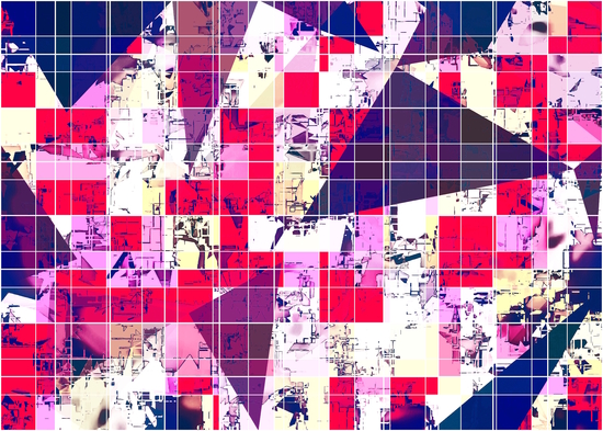 geometric square and triangle pattern abstract in red and blue by Timmy333