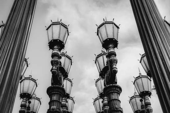 Urban Light at LACMA Los Angeles California USA in black and white by Timmy333