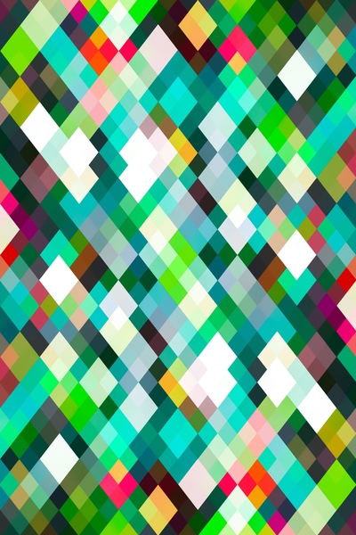 geometric square pixel pattern abstract art background in green red yellow by Timmy333