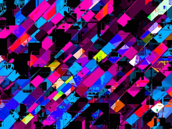 geometric square pixel pattern abstract background in pink and blue by Timmy333