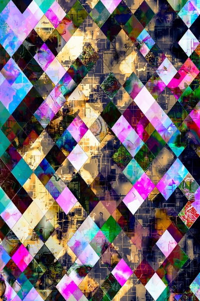 geometric pixel square pattern abstract background in pink blue brown by Timmy333