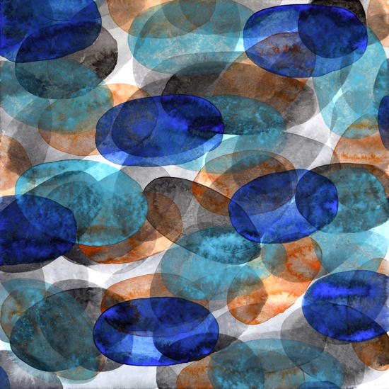 Blue Gray Orange Ovals by Heidi Capitaine