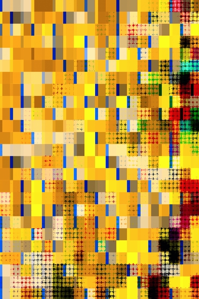 geometric pixel square pattern abstract background in yellow blue red by Timmy333