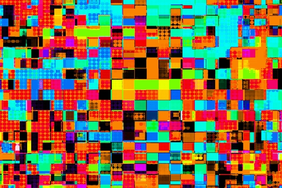 geometric pixel square pattern abstract background in red blue orange by Timmy333