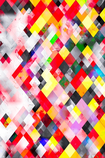 colorful geometric square pixel pattern abstract in red pink yellow by Timmy333