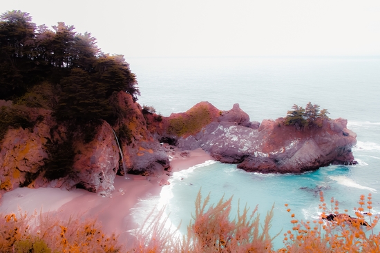 waterfall in the west coast at Mcway Falls, Big Sur, Highway 1, California, USA by Timmy333