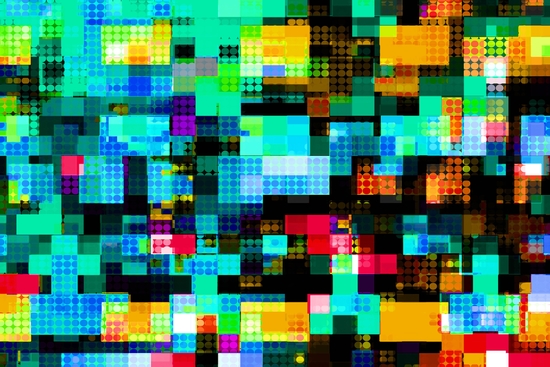 geometric pixel square pattern abstract background in blue green orange by Timmy333