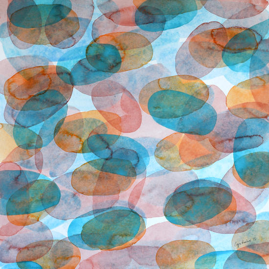 Orange Blue Red Ovals by Heidi Capitaine