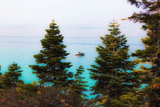 boat on the lake at Emerald bay Lake Tahoe California USA by Timmy333