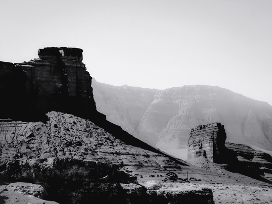 Desert and mountain view in Utah USA in black and white by Timmy333