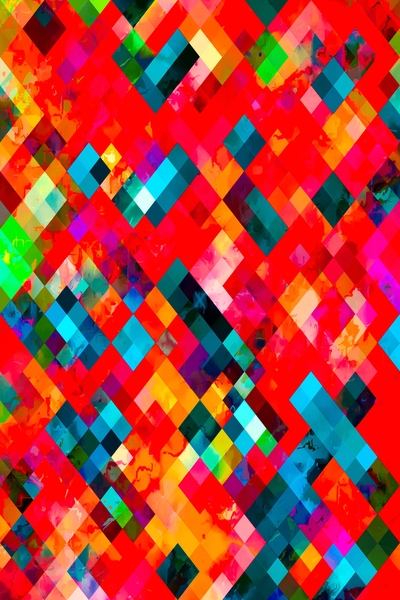 geometric pixel square pattern abstract background in red blue by Timmy333