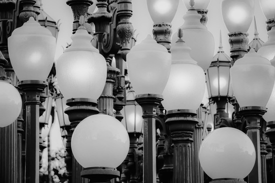 Urban Light at LACMA Los Angeles California USA in black and white by Timmy333