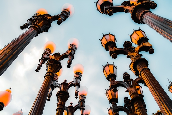 Urban Lights pole with blue sky at LACMA, Los Angeles, California, USA with blue sky by Timmy333