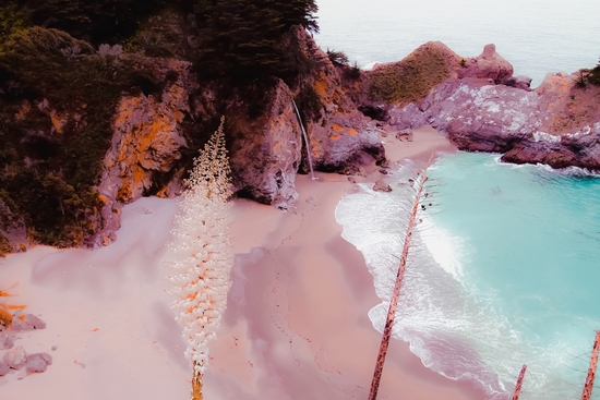 waterfall and beach view at Mcway Falls, Big Sur, Highway 1, California, USA by Timmy333