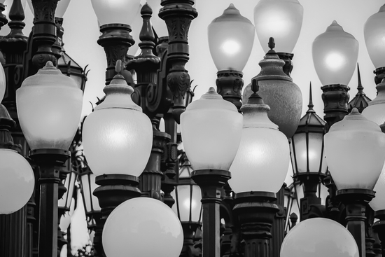 Urban Light at LACMA Los Angeles California USA in black and white by Timmy333