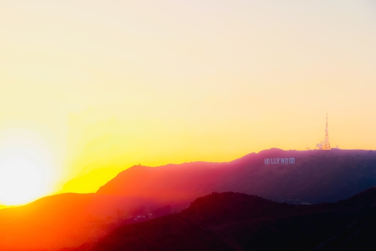 sunset at Hollywood Sign Los Angeles California USA by Timmy333