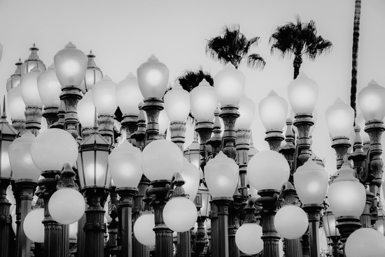 Urban Light at LACMA Los Angeles California USA in black and white by Timmy333