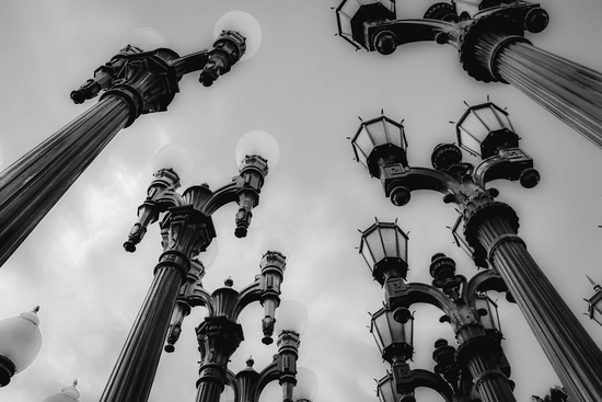 Urban Light at LACMA Los Angeles California USA in black and white by Timmy333