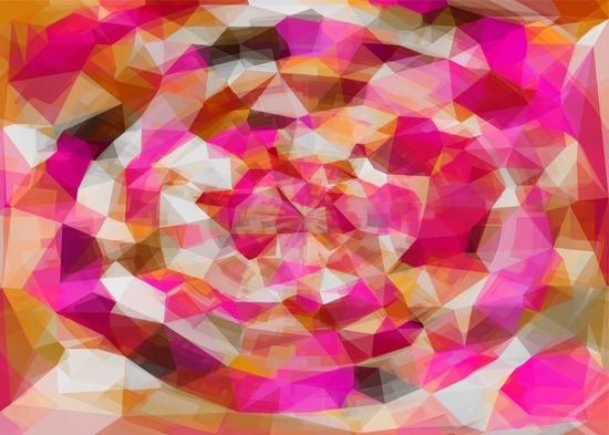 geometric polygon abstract pattern in pink orange brown by Timmy333