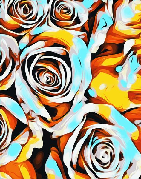 blue orange white and yellow roses texture abstract background by Timmy333